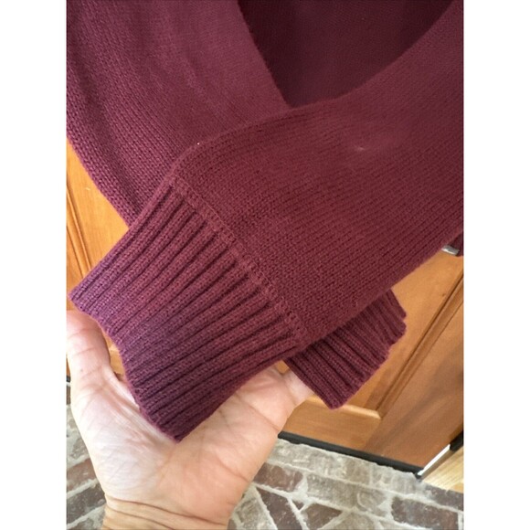 Eddie Bauer Sweater Mens TXL Maroon Quarter Zip Mock Neck Heavy Knit Vtg 90s Y2K - Picture 7 of 16